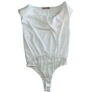 Skylar Rose White Sleeveless Bodysuit Shoulder Pads Size Small